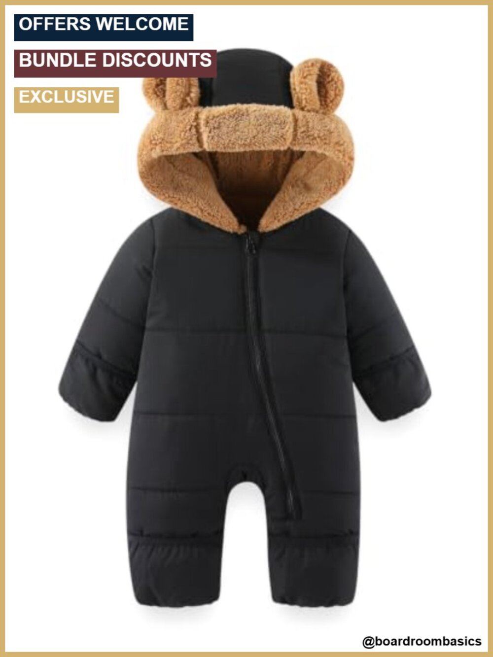 Sherpa Lined Baby Snowsuit Toddler Winter Suit Hooded 0-36M
